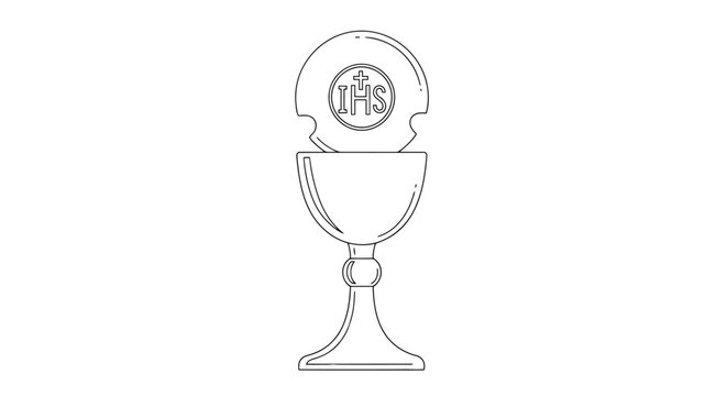Chalice with IHS symbol on a white background Keywords: chalice, communion, eucharist, christianity, religion, faith, spirituality, IHS
