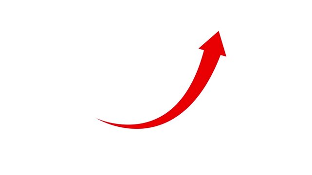 red arrow business graph icon animation 4k in transparent background