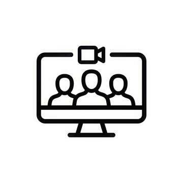 Video conferencing icon team meeting on computer screen