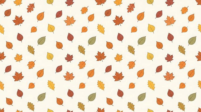 Autumn Falling Leaves Pattern in Various Warm Colors and Shapes