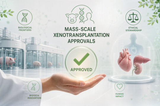 Mass-Scale Xenotransplantation Approvals regulatory green light for industrial human-compatible genetically modified organs Biologic Frontiers Longevity Ethics