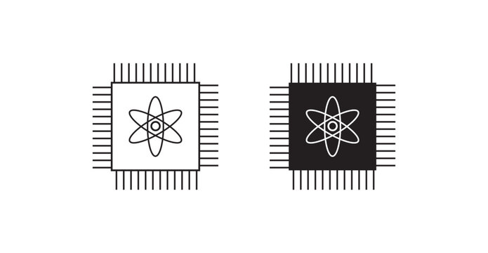 quantum computing icon set in clean vector outline and solid style. Minimal editable icons isolated on a white background, ideal for technology websites, AI applications, and digital projects. eps10.