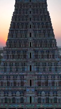 Vertical Aerial View of Sri Ranganathaswamy Temple, Srirangam, Tamil Nadu, India