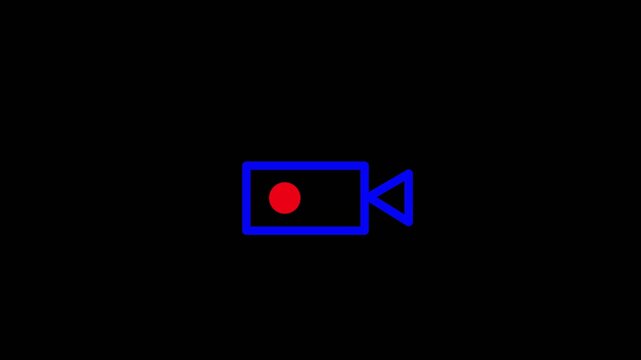Video recording icon animation on clean background, camera record symbol motion design ideal for media apps.Motion graphics of concept