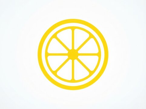 Bright yellow lemon slice isolated on white background minimalist citrus fruit graphic