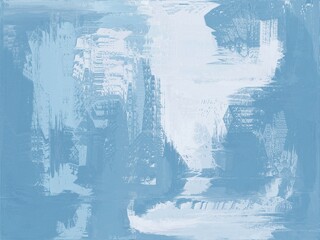 Fototapeta premium Soft brushstrokes blend cool blues and whites. Abstract art evokes calm, quiet introspection. Ideal for backgrounds, calming interiors, or minimalist design