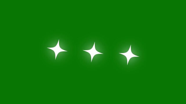 Twinkling stars animation, vector glowing star light effect doodle style on green screen chroma Key, twinkle sparkle stars animation, on green screen background. 4k video