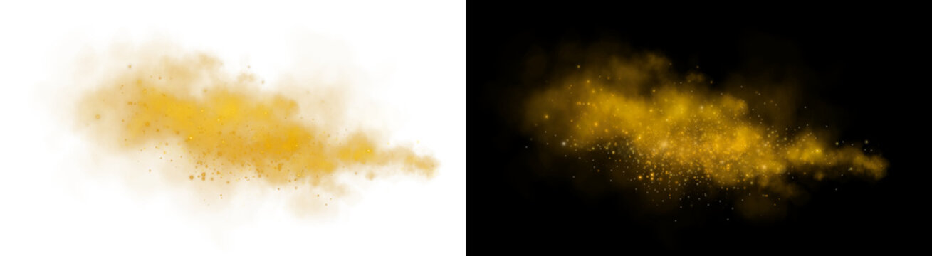 PNG image of golden dust cloud nebula sparkling magic particle glitter overlay isolated on transparent background