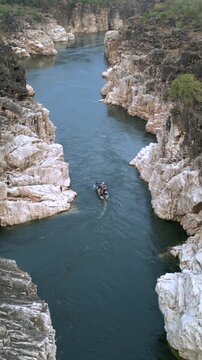 Vertical Aerial View of Bhedaghat, Jabalpur, Madhya Pradesh, India