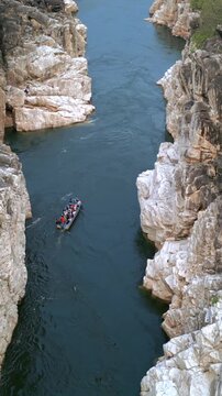 Vertical Aerial View of Bhedaghat, Jabalpur, Madhya Pradesh, India