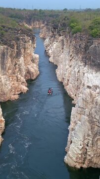 Vertical Aerial View of Bhedaghat, Jabalpur, Madhya Pradesh, India