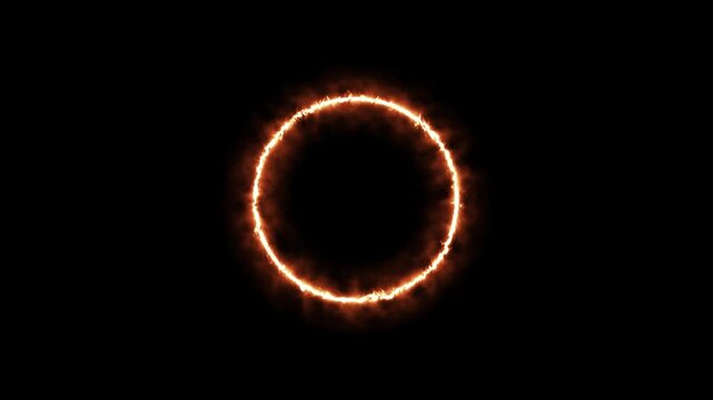 Glowing fire ring circle overlay with radiant heat energy and burning flame effect