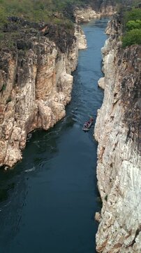 Vertical Aerial View of Bhedaghat, Jabalpur, Madhya Pradesh, India