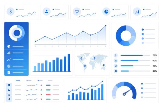 Financial Dashboard UI Vector Template with Graphs and Analytics Charts