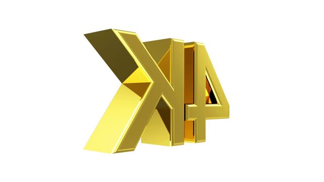 Rotating gold 4K symbol turns in place, showing front and reverse views on white, black, and green screen backgrounds in a clean 3D animation