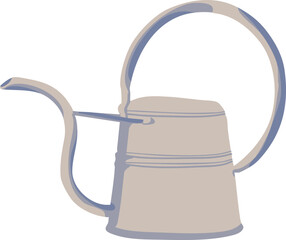 Light grey watering can with curved spout and round handle isolated on white background. Flat vector illustration of modern indoor plant watering tool. © RN Art