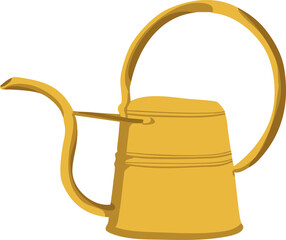 Bright yellow watering can with long spout and large handle isolated on white background. Flat vector illustration of houseplant watering pot. © RN Art