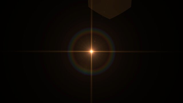Golden light bursts from center, glowing warm and bright. Crossed rays stretch outward, casting soft