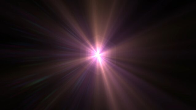 Radiant light explodes from a single point in darkness. Purple hues glow with soft
