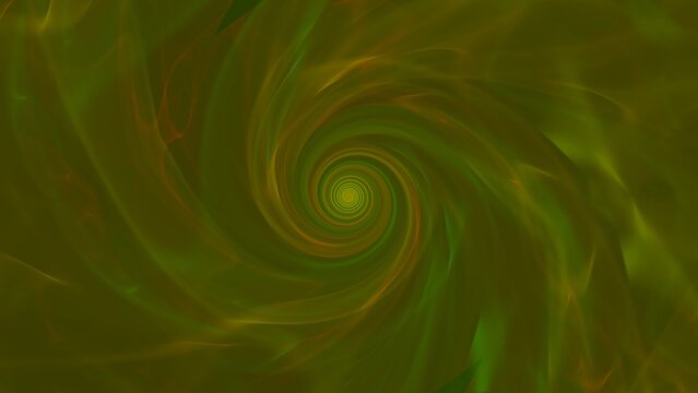 A vibrant abstract background featuring a swirling spiral pattern in green and brown tones with dynamic light effects, creating a hypnotic and energetic visual impression.