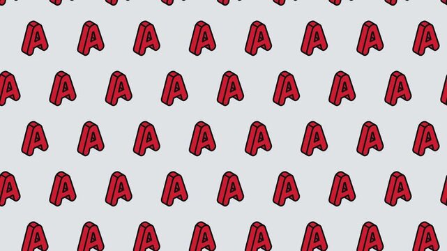 Red 3D Letter A Alphabet Seamless Pattern Motion Graphic Background