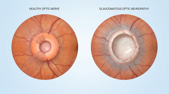​Glaucomatous Optic Neuropathy vs Healthy Optic Nerve 3D Comparison