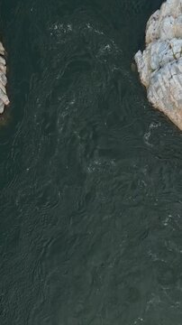 Vertical Aerial View of Bhedaghat, Jabalpur, Madhya Pradesh, India