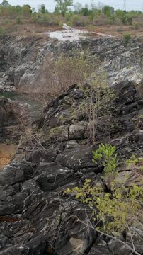 Vertical Aerial View of Bhedaghat, Jabalpur, Madhya Pradesh, India