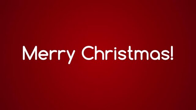 Golden sparkling particles reveal Merry Christmas! text written with a legible font on a red gradient background for the festive holiday season, greeting card, winter sale. Transition title animation.