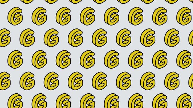 Seamless Animation of Yellow Letter G Alphabet Pattern Background