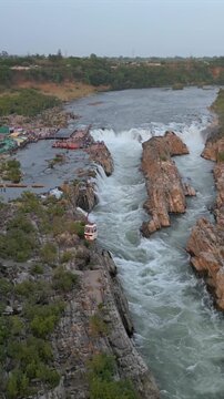 Vertical Aerial View of Cable Car, Bhedaghat, Jabalpur, Madhya Pradesh