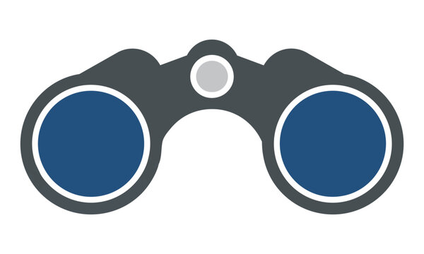Minimalist monoline binoculars icon, simple geometry, isolated on white