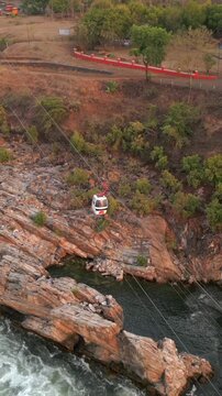 Vertical Aerial View of Cable Car, Bhedaghat, Jabalpur, Madhya Pradesh