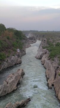 Vertical Aerial View of Cable Car, Bhedaghat, Jabalpur, Madhya Pradesh