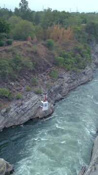 Vertical Aerial View of Cable Car, Bhedaghat, Jabalpur, Madhya Pradesh