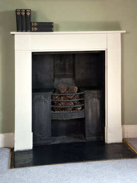 An old bedroom fireplace feature.