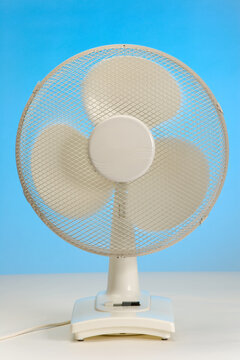 White desk fan studio still life
