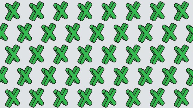 Green 3D Letter X Alphabet Seamless Pattern Loop Background
