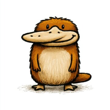 Cute platypus doodle illustration