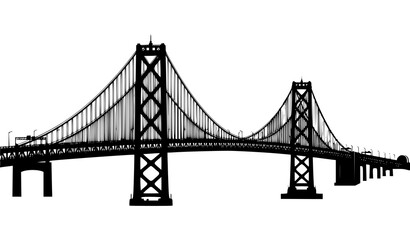 Fototapeta premium San Francisco Oakland Bay Bridge Black Silhouette Vector