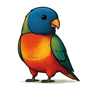 Cute rainbow lorikeet bird doodle illustration