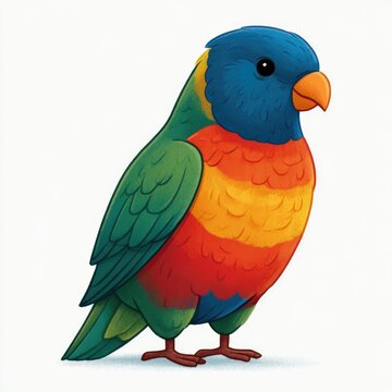 Cute rainbow lorikeet bird doodle illustration