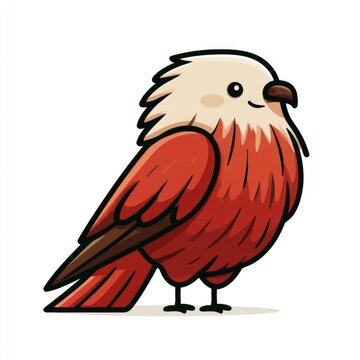 Cute red kite bird doodle illustration