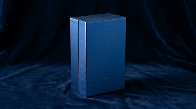 Minimalist Blue Abstract Sculpture on Dark Velvet Background Studio Shot