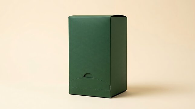 Minimalist Dark Green Rectangular Box on a Light Beige Background