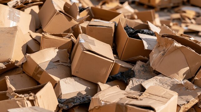 The Cardboard Boxes Pile: A Chaotic Landscape of Shipping Materials for Recycling