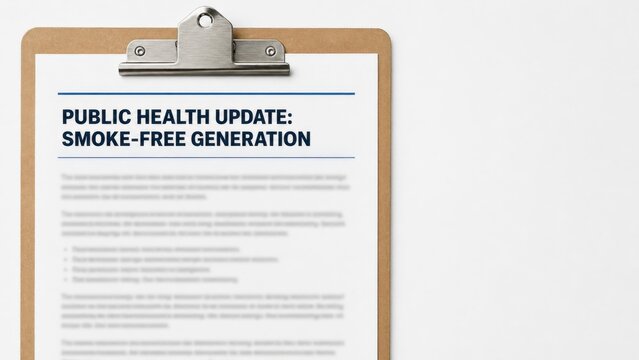 Public health update document on clipboard about smoke free generation