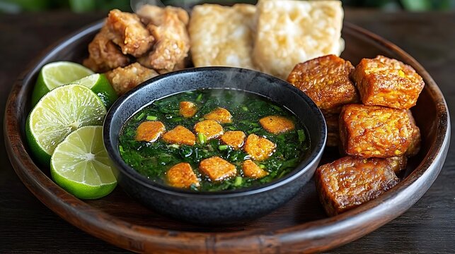 Traditional Indonesian Sayur Bayam Spinach Soup.