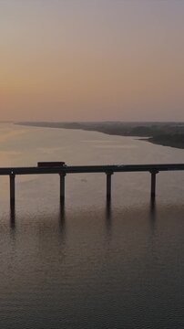 Vertical Aerial View of Narmada River and Bridge Jabalpur, Madhya Pradesh