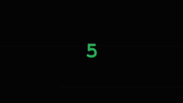 Digital countdown timer featuring green numbers with glitch distortion effects in this high contrast motion video graphic animation sequence